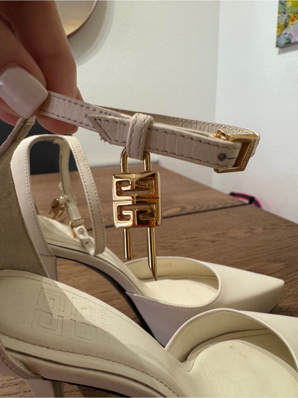 Givenchy White Charm-Detail Ankle Strap Pumps Heels Size 7 Made in Italy - Picture 8 of 13
